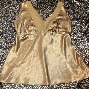 Y2k George Gold Blouse Tank Top Tie Back